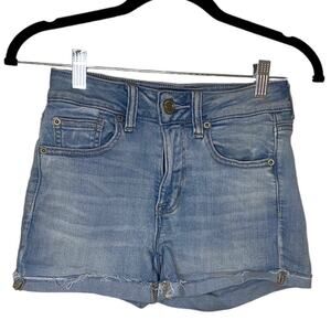 American Eagle Hi Rise Shortie Next Level Stretch Cuffed Distressed Denim Shorts